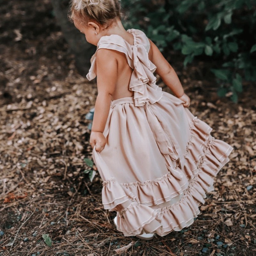 Bailey’s Blossom Nellie Ruffle Maxi Dress - Champagne 4T